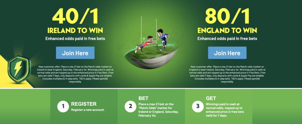 Paddy Power Welcome Offer – Get 40/1 On Ireland To Win Or 100/1 On England To win In The Six Nations